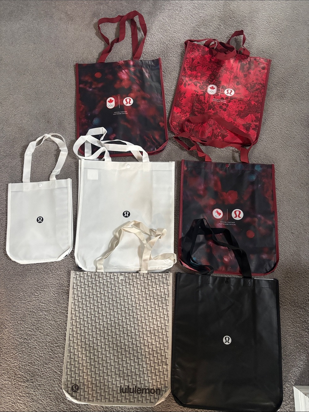 NWT!lululemon athletica Reusable Tote Bag - Red, White, Black Assortment